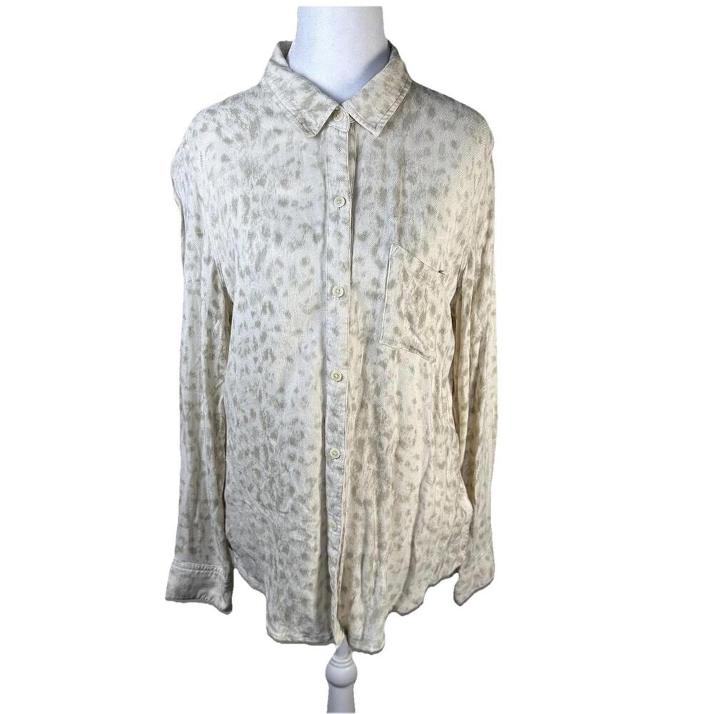 Rails Women’s Button Up Cheetah Print Long Sleeve Rayon Soft Office Casual Sz M